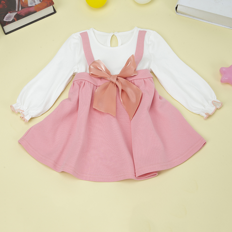 Toddler Dress Little Girl Long Sleeve Bow Vintage Fall Dresses Kids Party Dress Spring and Autumn Holiday Outfits for Girls