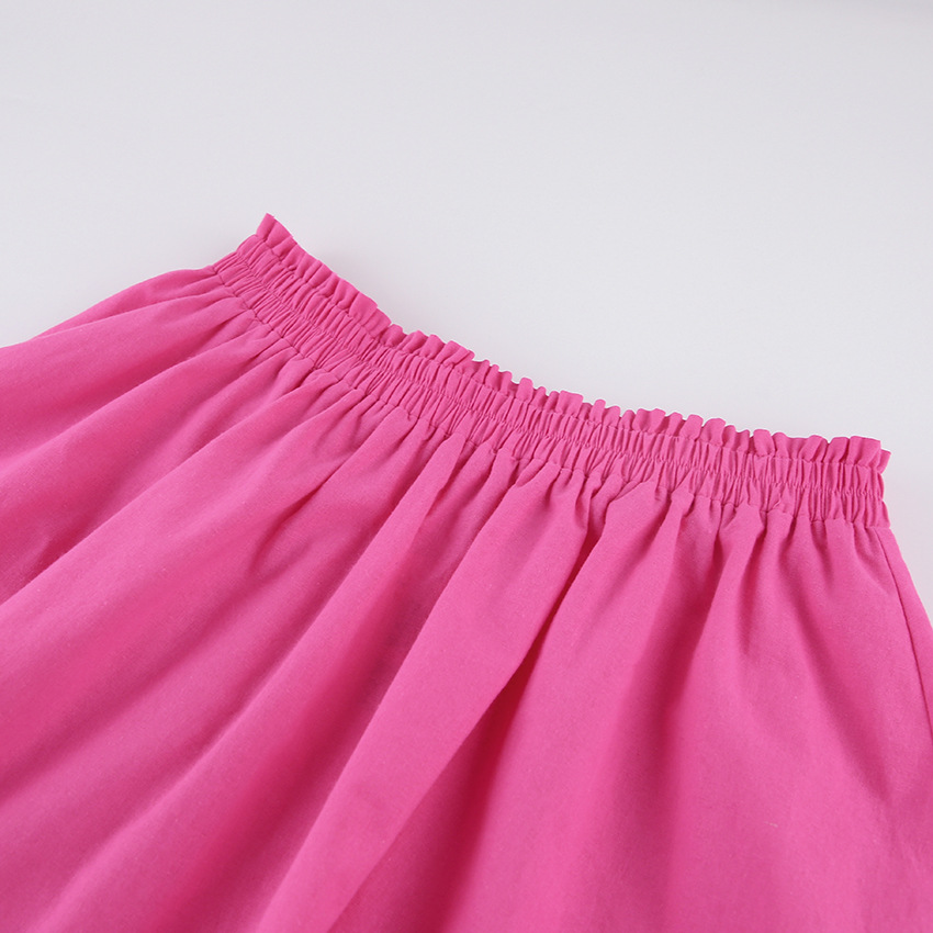Puff Sleeve Summer Women Linen Clothes Top with Skirt Set
