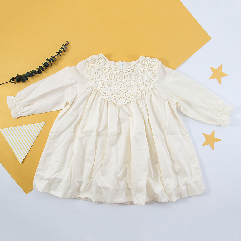 Kids Wear Factory Supplier Cotton Kids Long Sleeve Dress with Embroidery